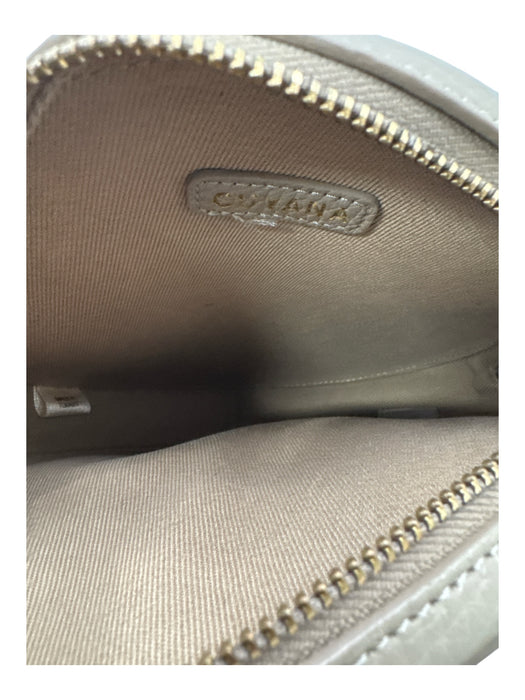 Cuyana Taupe Grained Leather Circle Gold Hardware Adjustable Strap Crossbody Bag Taupe / Small