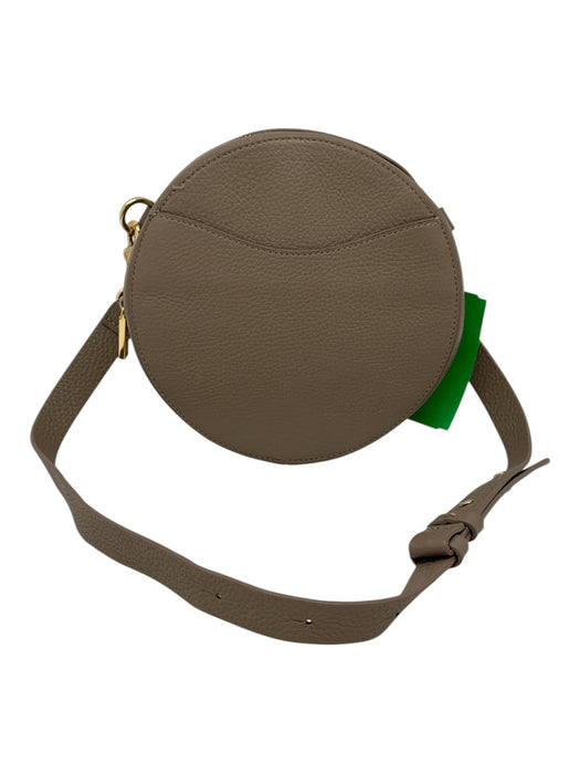 Cuyana Taupe Grained Leather Circle Gold Hardware Adjustable Strap Crossbody Bag Taupe / Small