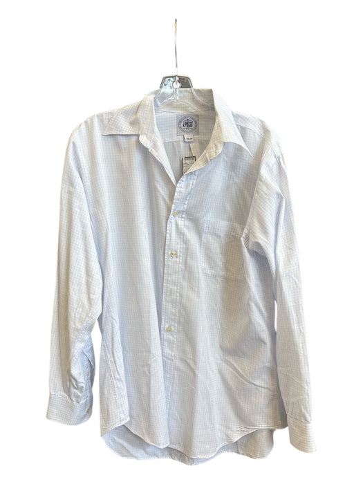 J. Press Size 15.5 Blue & White Cotton Grid Button Down Men's Shirt 15.5