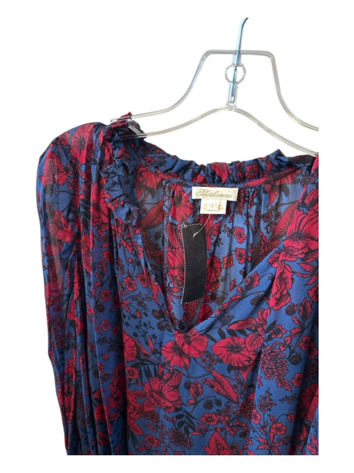 Shoshanna Size S Blue & Red Viscose Long Sleeve Botanical Top Blue & Red / S