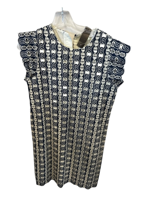 Jade Size S Navy & white Cotton Cap Sleeve Embroider Detailing Back Zip Dress Navy & white / S