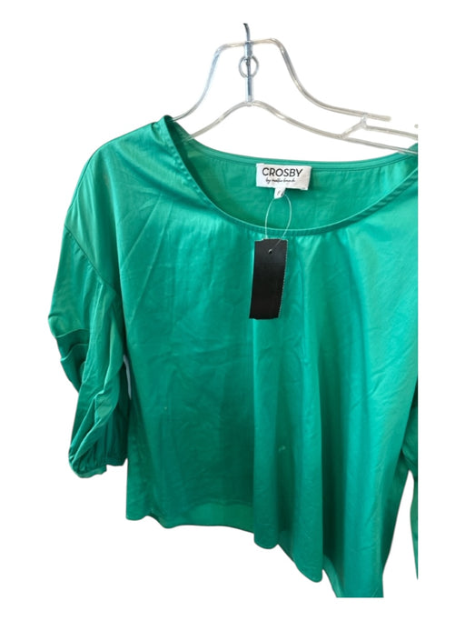 Crosby Size S Green Cotton Long Balloon Sleeve Top Green / S