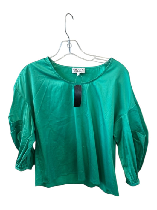 Crosby Size S Green Cotton Long Balloon Sleeve Top Green / S