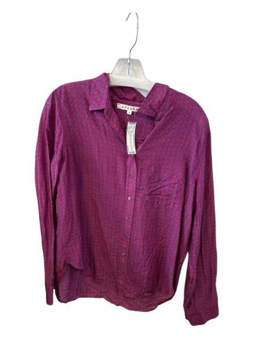 XiRENA Size S Purple & Blue Cotton & Silk Long Sleeve Circles Button Down Top Purple & Blue / S