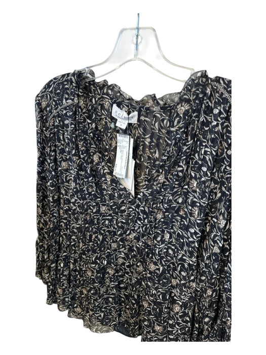 Velvet Size S Navy & Tan Viscose Long Sleeve Floral Slip Inc Top Navy & Tan / S