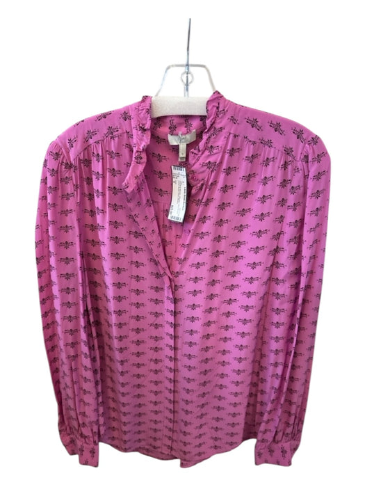 Joie Size S Purple & Maroon Viscose Long Sleeve Floral Button Down Top Purple & Maroon / S