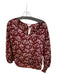 Rebecca Taylor Size 4 Maroon & Cream Silk Long Sleeve Flowers Top Maroon & Cream / 4