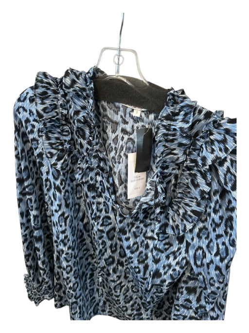 Joy Joy Size S Black & Blue Polyester Long Sleeve Animal Print Top Black & Blue / S