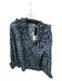 Joy Joy Size S Black & Blue Polyester Long Sleeve Animal Print Top Black & Blue / S