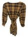 Free People Size 4 Tan & black Cotton Long Balloon Sleeve Plaid Front Tie Dress Tan & black / 4