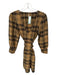 Free People Size 4 Tan & black Cotton Long Balloon Sleeve Plaid Front Tie Dress Tan & black / 4