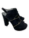 Stuart Weitzman Shoe Size 9 Black & Gold Les Beiges Piping Open Toe Sandal Pumps Black & Gold / 9