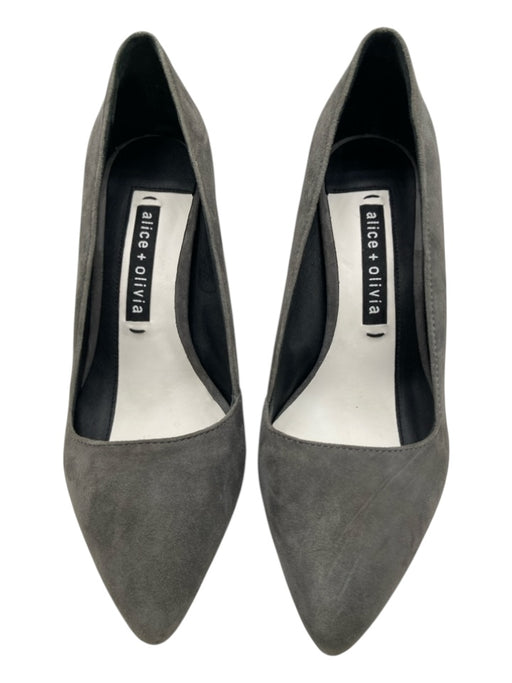 Alice + Olivia Shoe Size 36.5 Gray Suede Upper Stitch Detail Pointed Toe Pumps Gray / 36.5