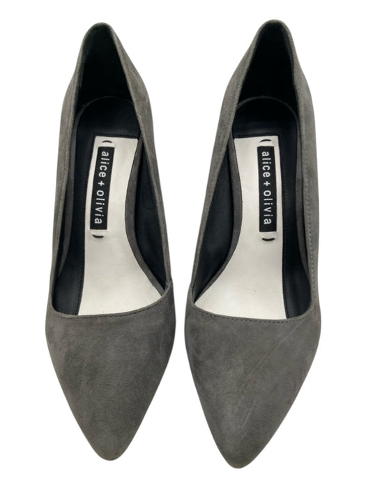 Alice + Olivia Shoe Size 36.5 Gray Suede Upper Stitch Detail Pointed Toe Pumps Gray / 36.5