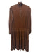 Atos Lombardini Size Small Brown Polyester Blend Long Sleeve Tiered Velvet Dress Brown / Small