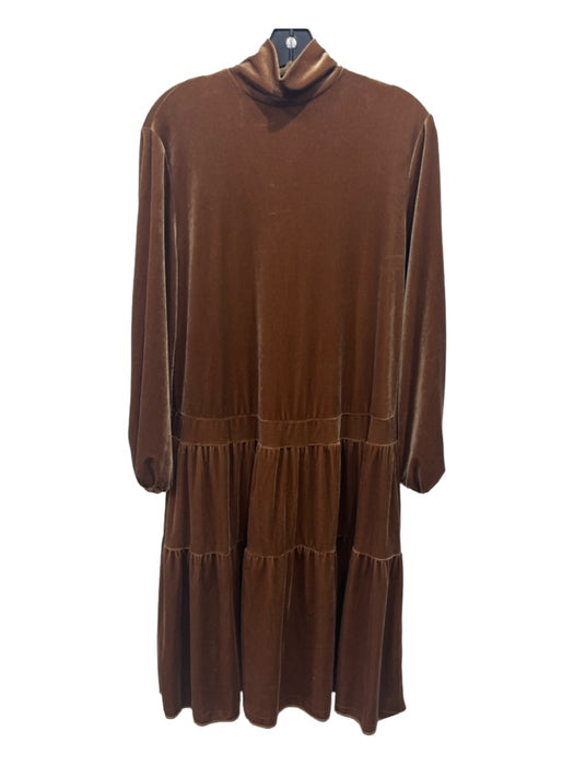 Atos Lombardini Size Small Brown Polyester Blend Long Sleeve Tiered Velvet Dress Brown / Small