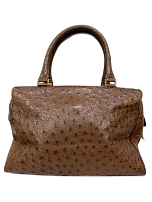 Donna Elissa Brown Ostrich Leather Zip Shoulder Bag Brown / Medium