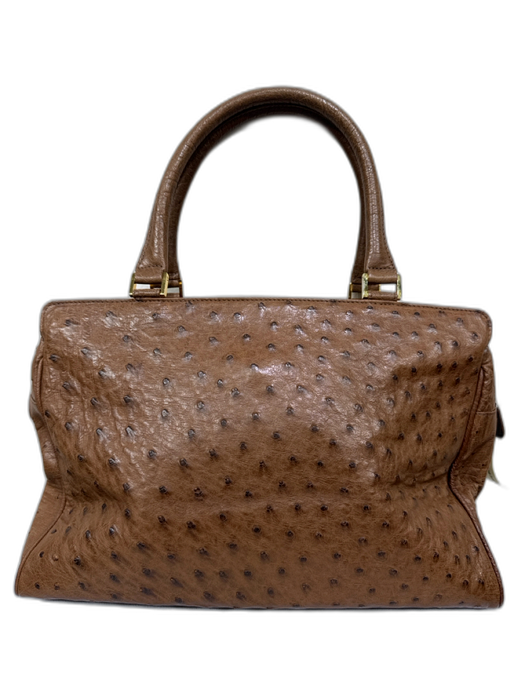 Donna Elissa Brown Ostrich Leather Zip Shoulder Bag Brown / Medium