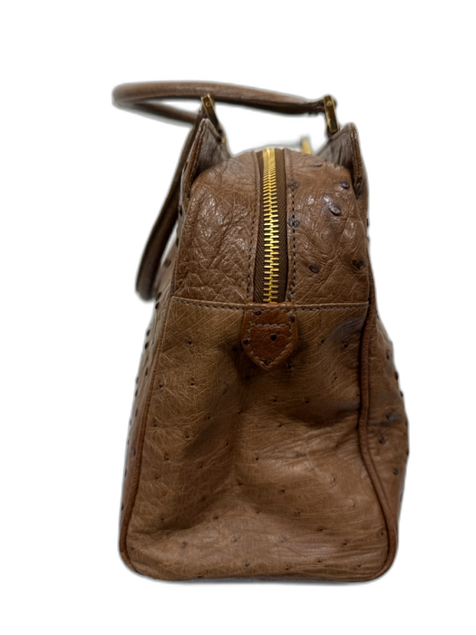 Donna Elissa Brown Ostrich Leather Zip Shoulder Bag Brown / Medium