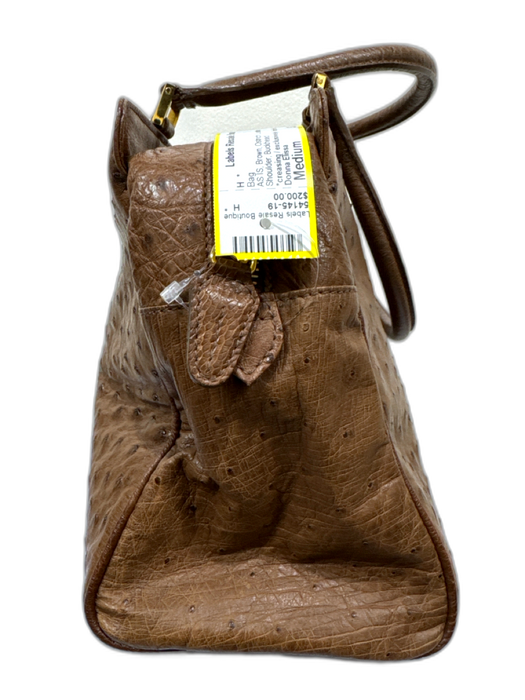 Donna Elissa Brown Ostrich Leather Zip Shoulder Bag Brown / Medium