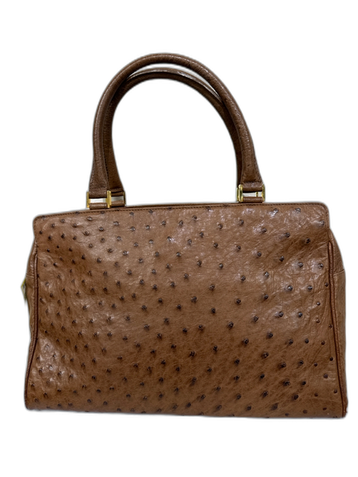 Donna Elissa Brown Ostrich Leather Zip Shoulder Bag Brown / Medium