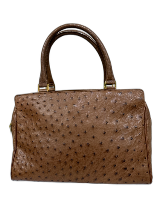 Donna Elissa Brown Ostrich Leather Zip Shoulder Bag Brown / Medium