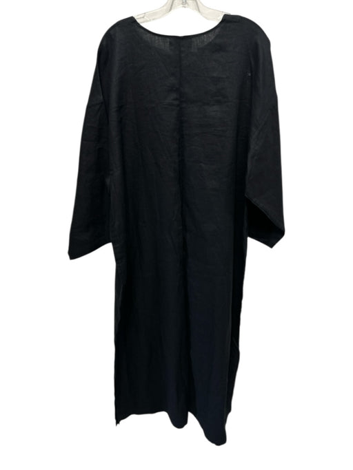 BAACAL Size XL Black Cotton Split Hem V Neck Maxi Dress Black / XL
