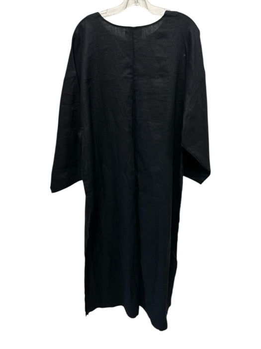 BAACAL Size XL Black Cotton Split Hem V Neck Maxi Dress Black / XL