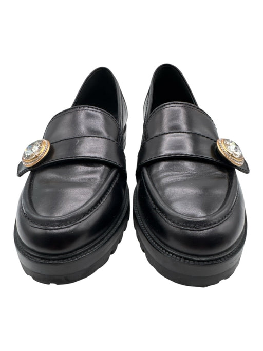 Kate Spade Shoe Size 8.5 Black Leather Crystal Embellished Almond Toe Loafers Black / 8.5