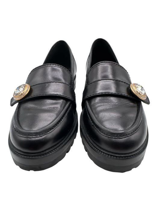 Kate Spade Shoe Size 8.5 Black Leather Crystal Embellished Almond Toe Loafers Black / 8.5