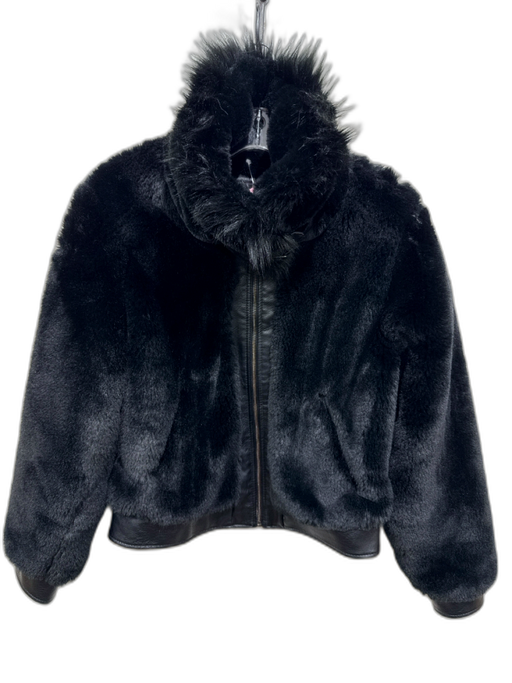 Blank NYC Size S Black PU Leather Faux Fur Buckle Detail high neck Jacket Black / S