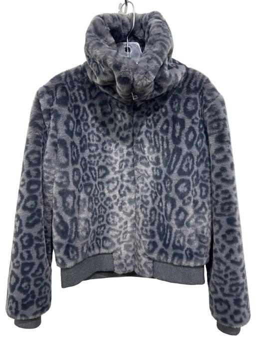 Generation Love Size S Gray Polyester Faux Fur Leopard foldover collar Jacket