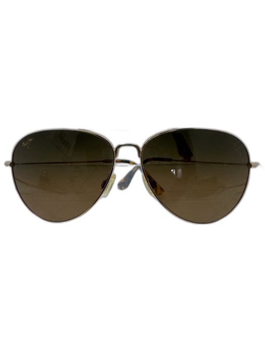 Maui Jim Gold & Brown Gold Metal Gradient Tint Logo Aviator Sunglasses Gold & Brown