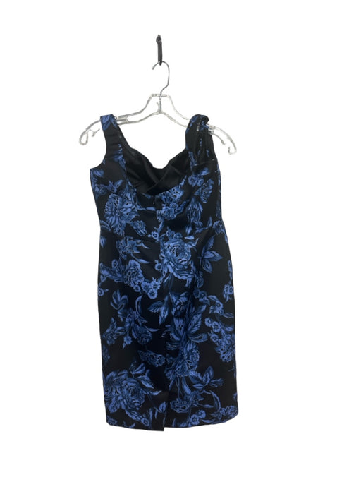 Lela Rose Size 12 Black & Blue Polyester floral print Sateen Dress Black & Blue / 12