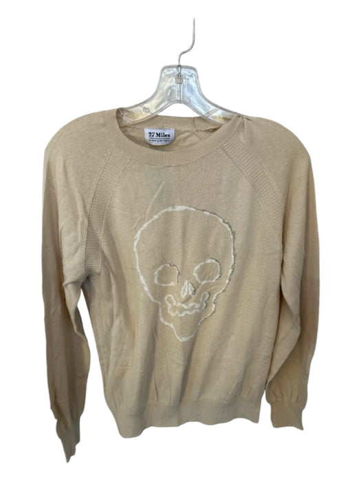 27 Miles Size Est XS Tan & White Long Sleeve Skull Sweater Tan & White / Est XS