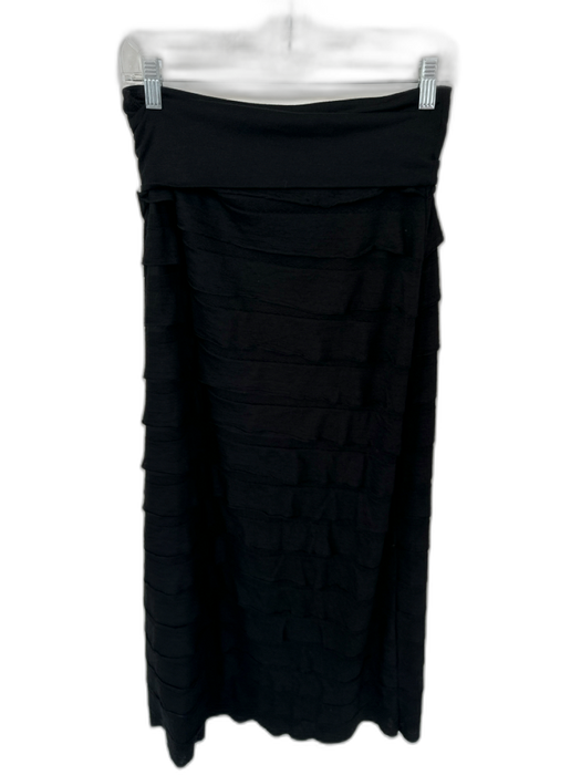 Max Studio Size L Black Polyester Pleat Detail Maxi Ruffle Skirt Black / L