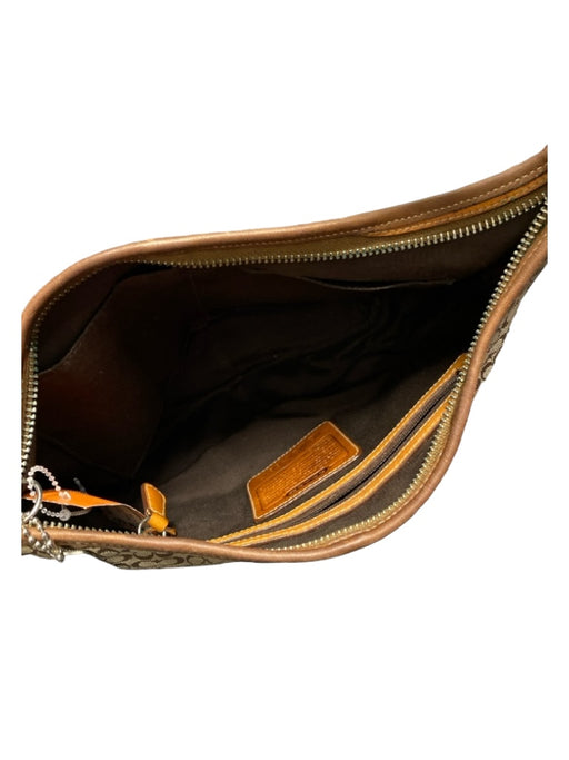 Coach Tan Canvas Top Handle Logo Leather Detail Seam Detail Bag Tan / M