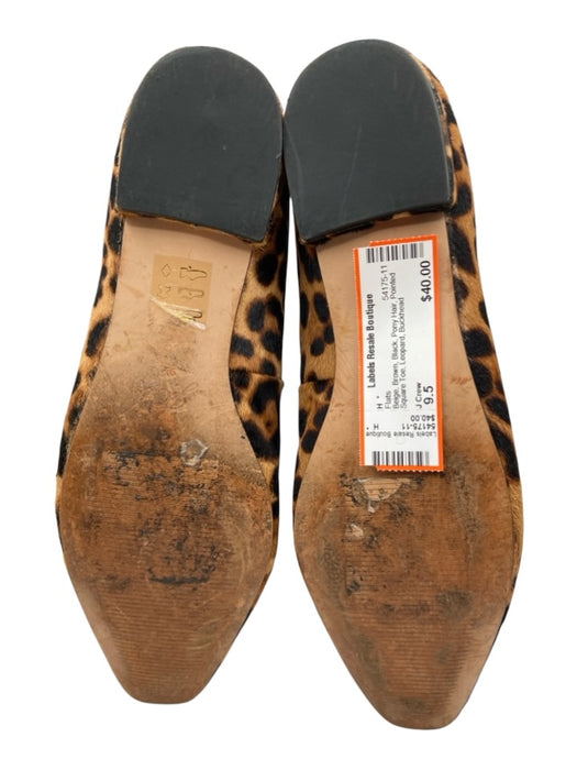 J Crew Shoe Size 9.5 Beige, Brown, Black Pony Hair Pointed Square Toe Flats Beige, Brown, Black / 9.5
