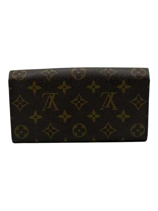 Louis Vuitton Brown Coated Canvas & Leather Monogram Snap Button Close Wallets Brown