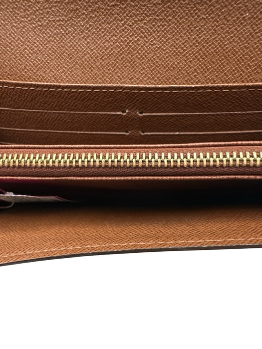 Louis Vuitton Brown Coated Canvas & Leather Monogram Snap Button Close Wallets Brown