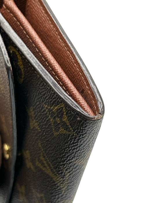 Louis Vuitton Brown Coated Canvas & Leather Monogram Snap Button Close Wallets Brown