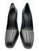 Ferragamo Shoe Size 9.5 Black Leather Upper Glossy Chisel Toe Slanted Heel Pumps Black / 9.5