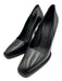 Ferragamo Shoe Size 9.5 Black Leather Upper Glossy Chisel Toe Slanted Heel Pumps Black / 9.5