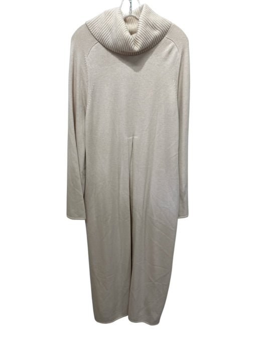 Athleta Size S Beige Wool Knit Turtleneck Front Slit Long Sweater Beige / S