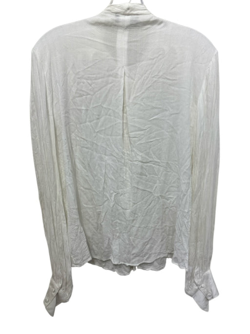 7 For All Mankind Size L White No Fabric Tag Button Up Herringbone Tie Neck Top White / L