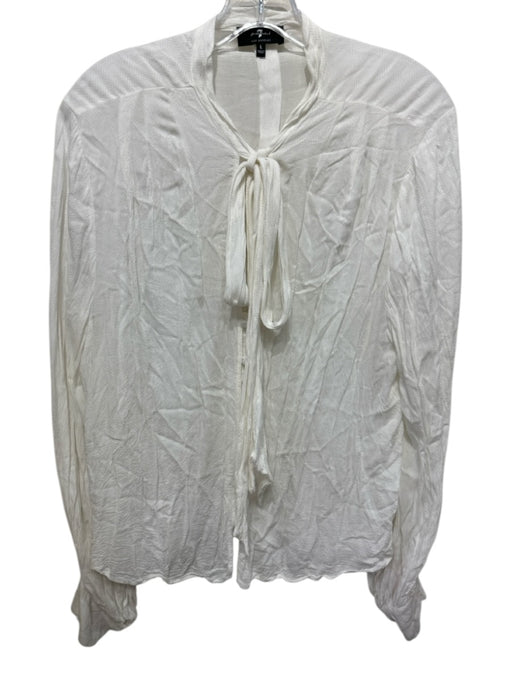 7 For All Mankind Size L White No Fabric Tag Button Up Herringbone Tie Neck Top White / L