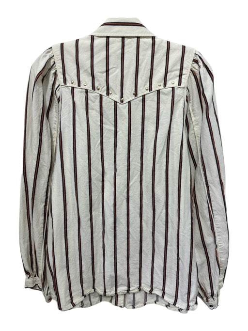 Scotch & Soda Size L Ivory, Blue, Orange Cotton Striped Button Up Collar Top Ivory, Blue, Orange / L