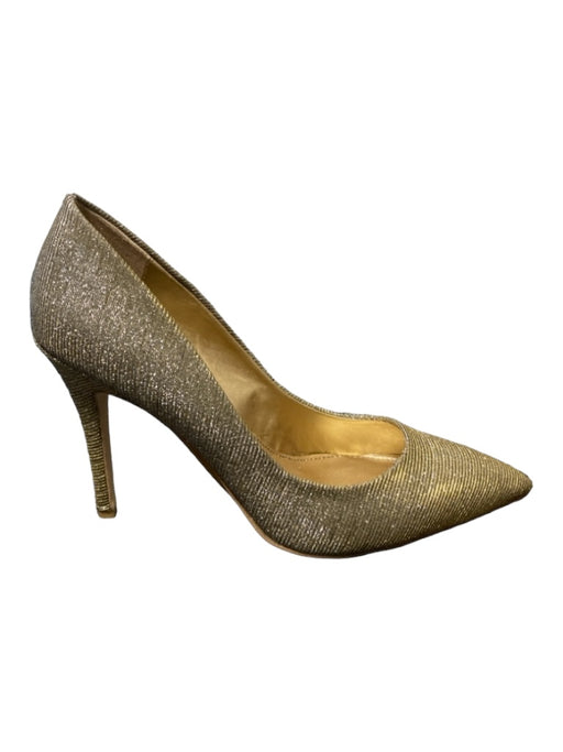 Badgley Mischka Shoe Size 8 Gold Satin Ribbed Metallic Pump Pointed Shoes Gold / 8