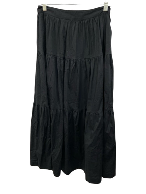 Staud Size 4 Black Cotton Blend Tiered Gathered Waist Side Zip Maxi Skirt Black / 4