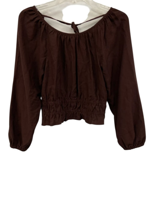 Madewell Size S Red Brown Viscose Blend Long Balloon Sleeve Tie Back Crop Top Red Brown / S